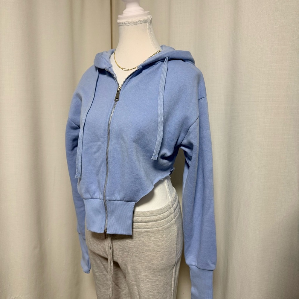 Zara Sky Blue Women's Zip-Up Hoodie - Picture 3 of 6